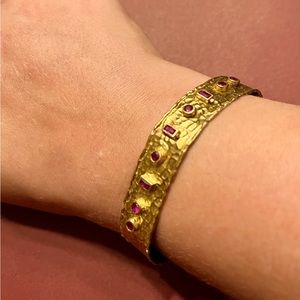 Adjustable Gold-Plated Bracelet W/ Precious Stones